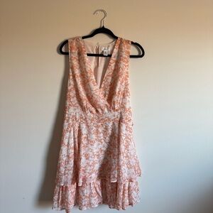 Floral Peach Sleeveless Dress